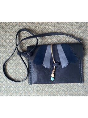 Steve Madden Women's Zelda Patchwork Clutch Crossbody Bag Blue